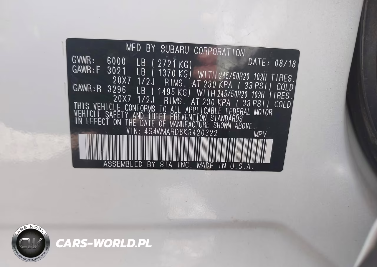 2019 Subaru Ascent Touring VIN:4S4WMARD6K3420322 - 9
