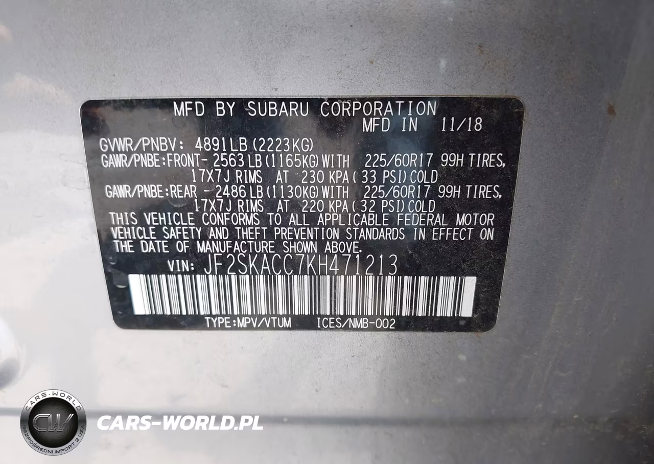 2019 Subaru Forester VIN:JF2SKACC7KH471213 - 9