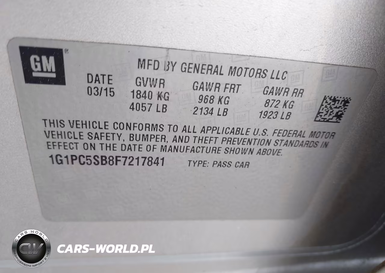 2015 Chevrolet Cruze 1Lt Auto VIN:1G1PC5SB8F7217841 - 9