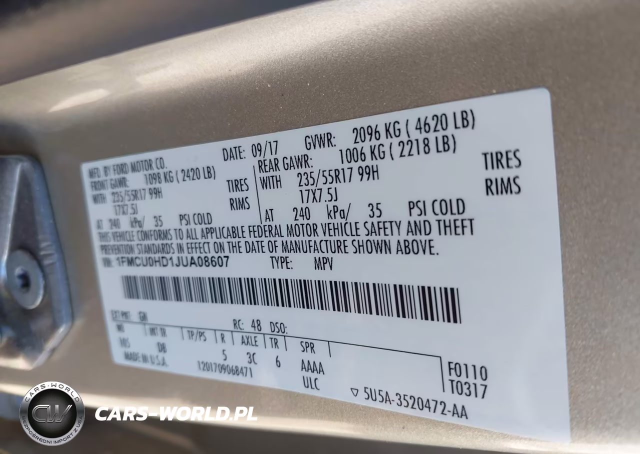 2018 Ford Escape Sel VIN:1FMCU0HD1JUA08607 - 9