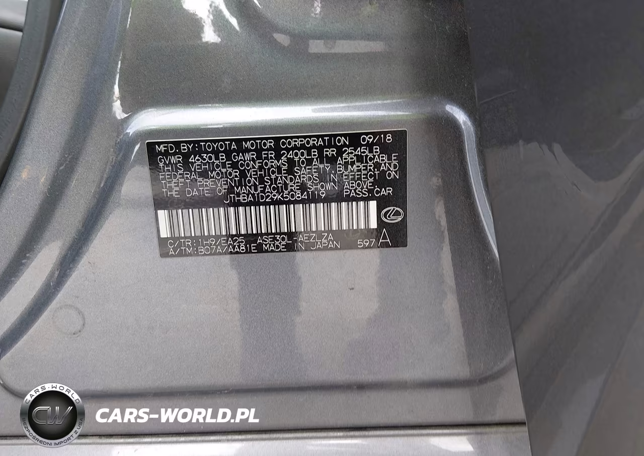 2019 Lexus Is 300 VIN:JTHBA1D29K5084119 - 9