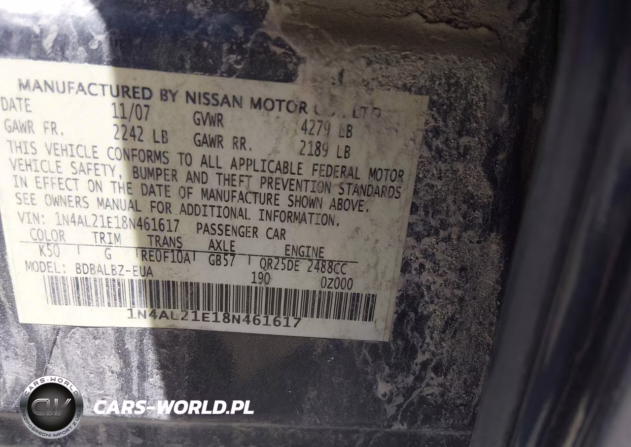 2008 Nissan Altima 2.5 S VIN:1N4AL21E18N461617 - 9