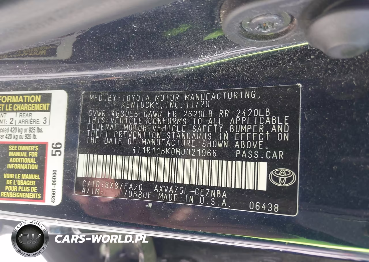 2021 Toyota Camry Le Awd VIN:4T1R11BK0MU021966 - 9