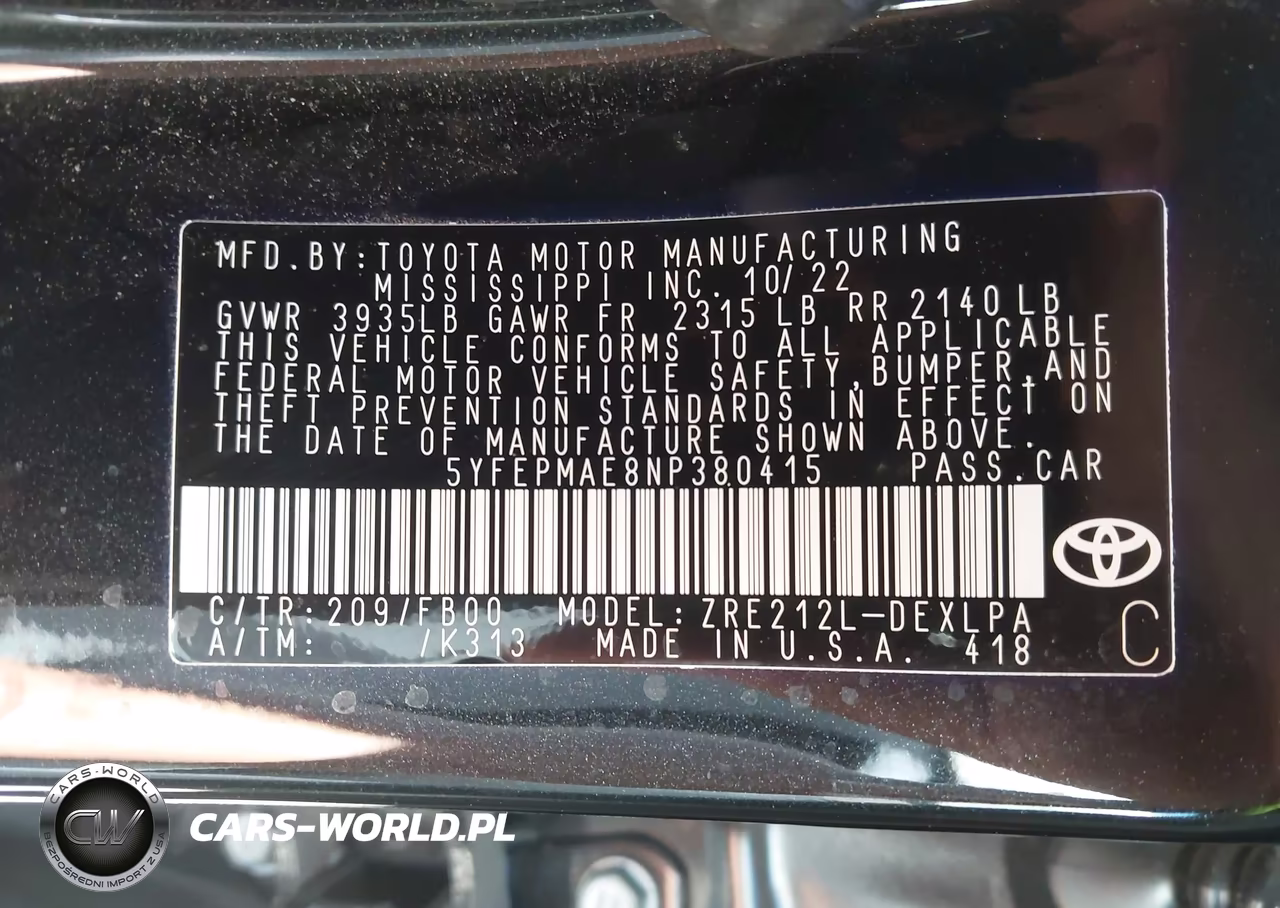 2022 Toyota Corolla Le VIN:5YFEPMAE8NP380415 - 9