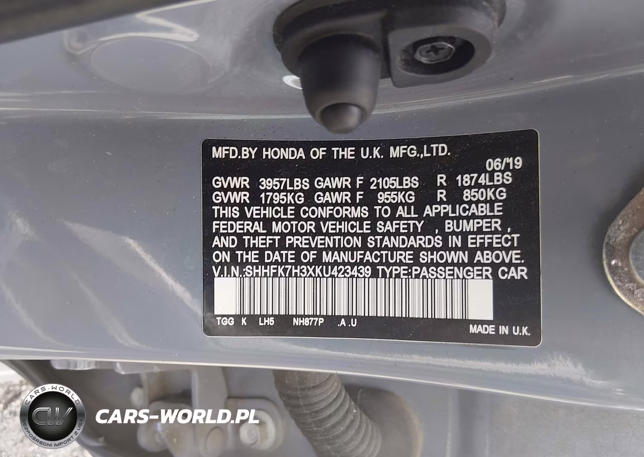 2019 Honda Civic Lx VIN:SHHFK7H3XKU423439 - 9