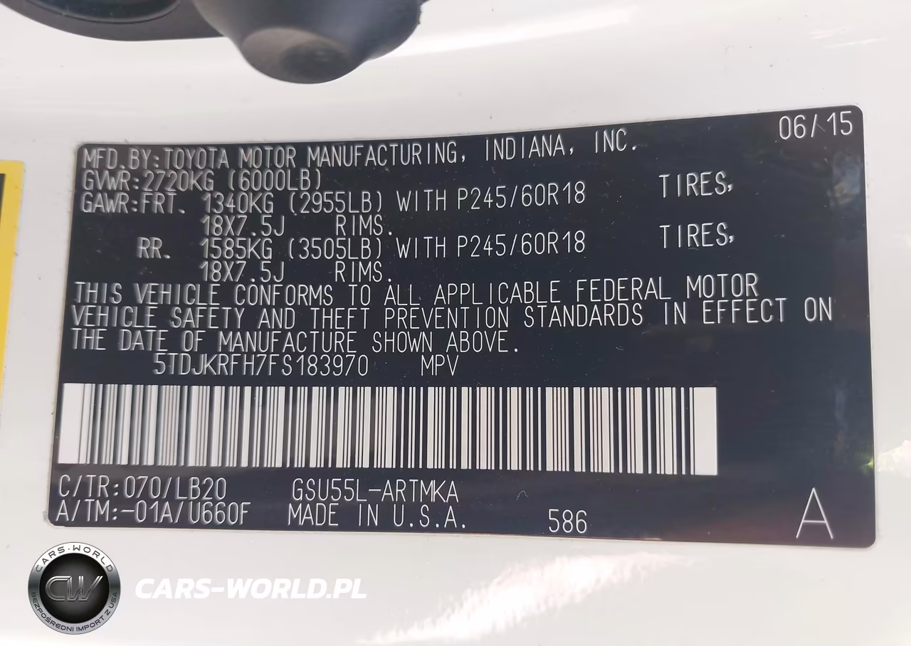 2015 Toyota Highlander Xle V6 VIN:5TDJKRFH7FS183970 - 9