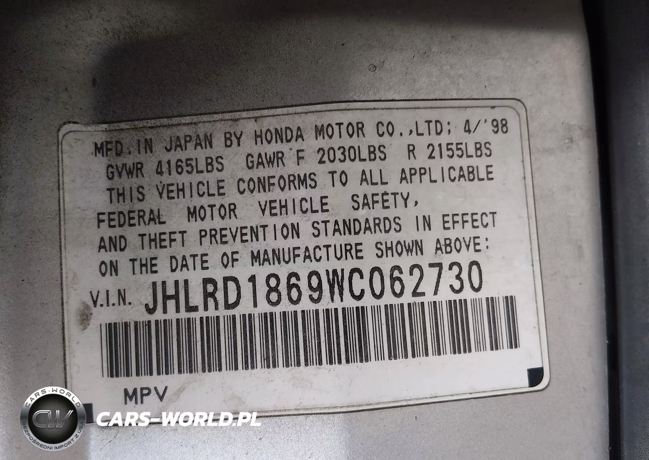1998 Honda Cr-V Ex VIN:JHLRD1869WC062730 - 9