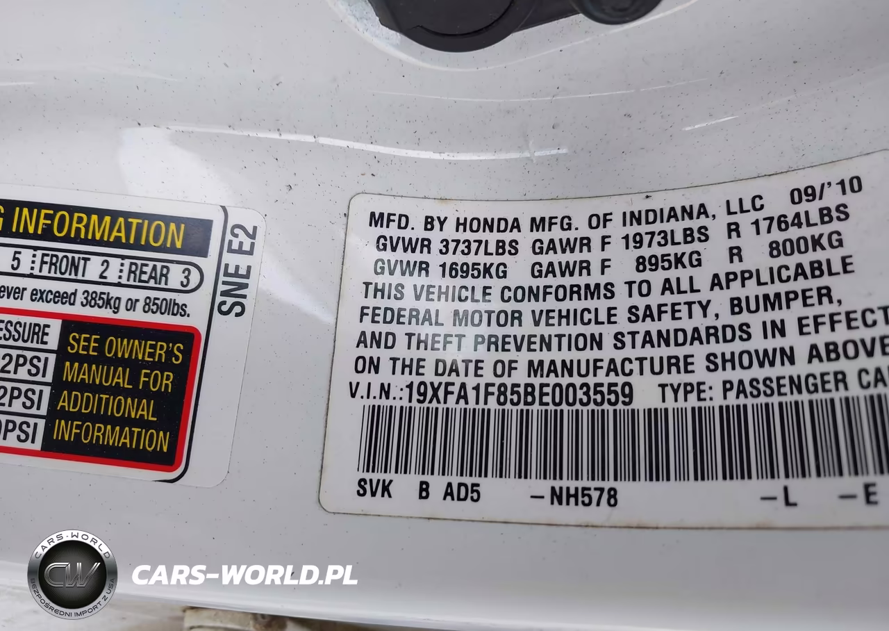 2011 Honda Civic Ex VIN:19XFA1F85BE003559 - 9