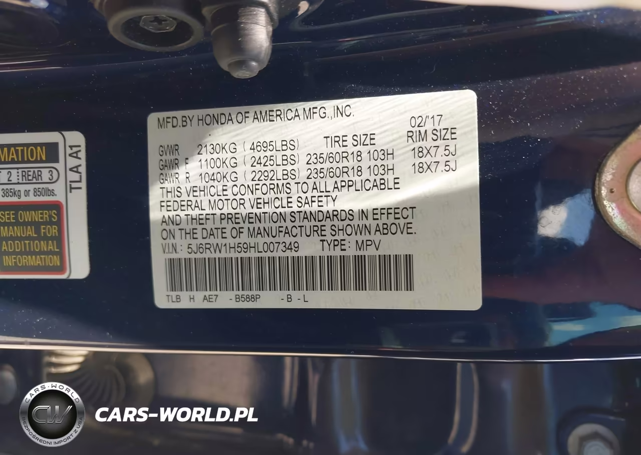 2017 Honda Cr-V Ex VIN:5J6RW1H59HL007349 - 9