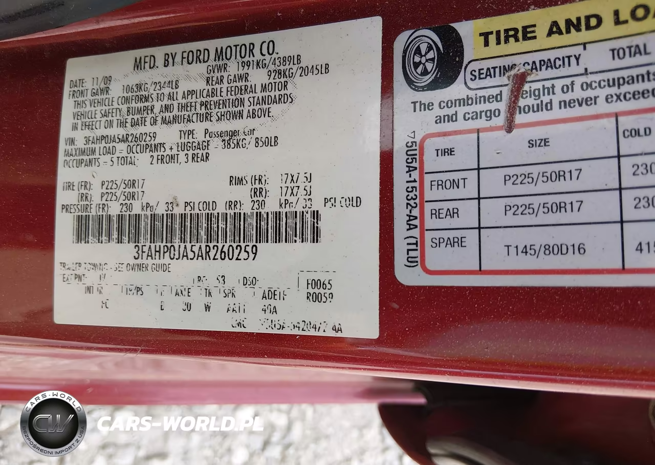 2010 Ford Fusion Sel VIN:3FAHP0JA5AR260259 - 9