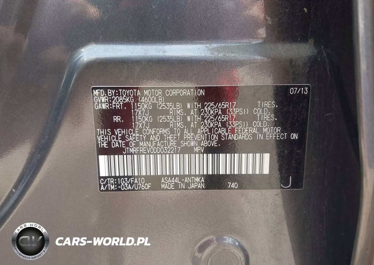 2013 Toyota Rav4 Xle VIN:JTMRFREV0DD032217 - 9
