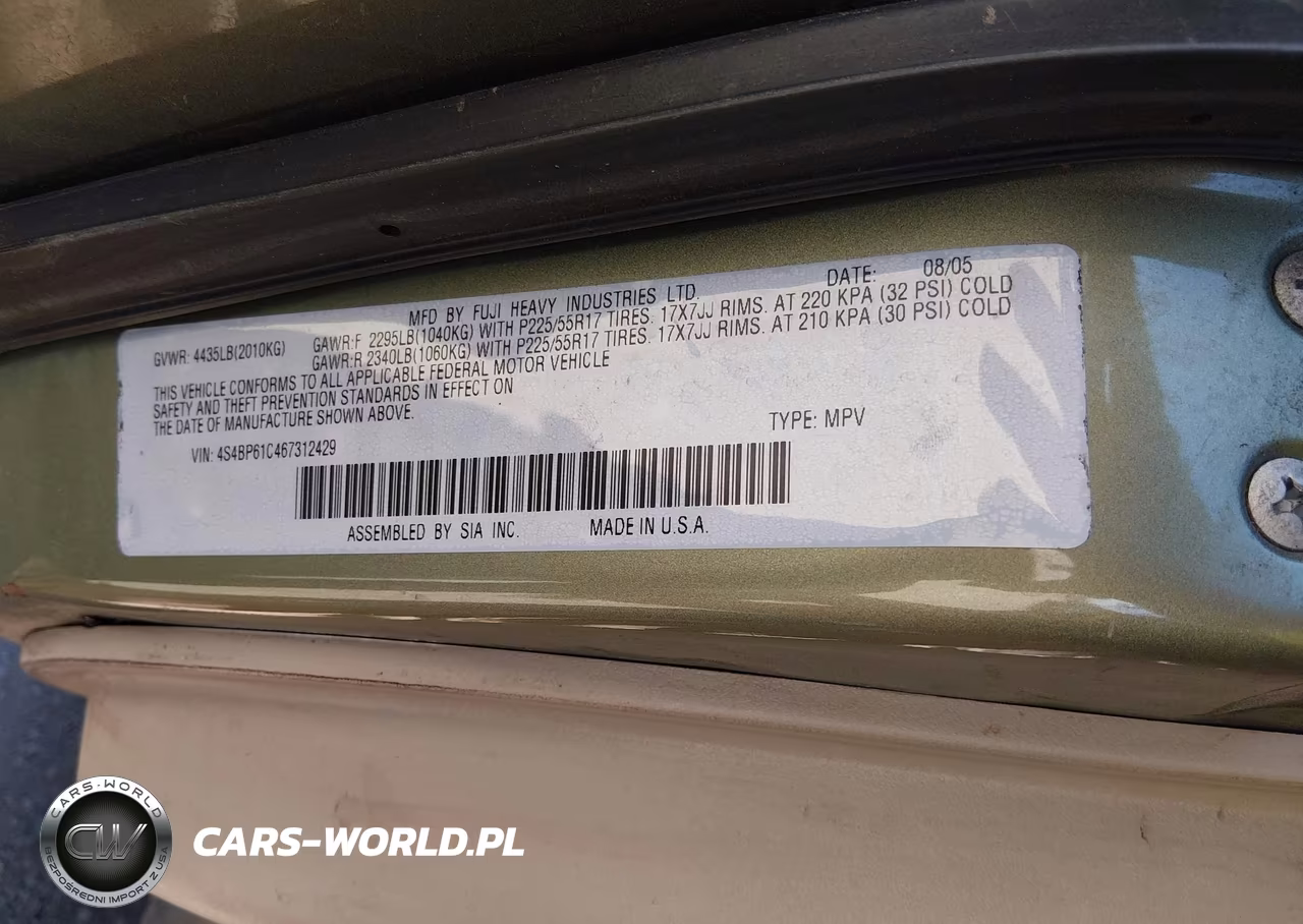 2006 Subaru Outback 2.5I VIN:4S4BP61C467312429 - 9