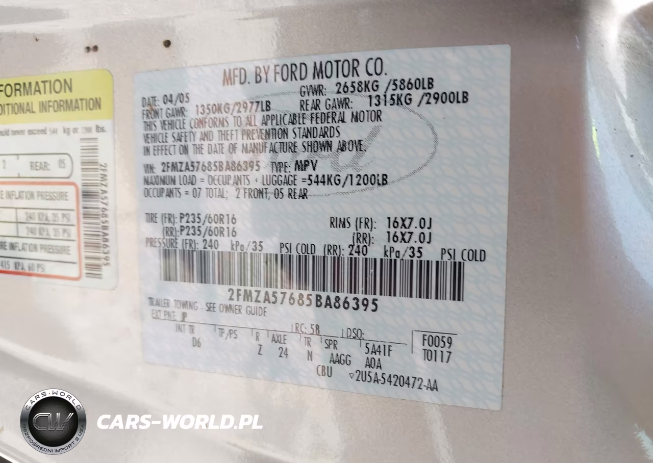 2005 Ford Freestar Ses VIN:2FMZA57685BA86395 - 9