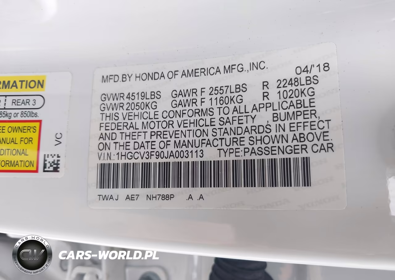2018 Honda Accord Hybrid Touring VIN:1HGCV3F90JA003113 - 9