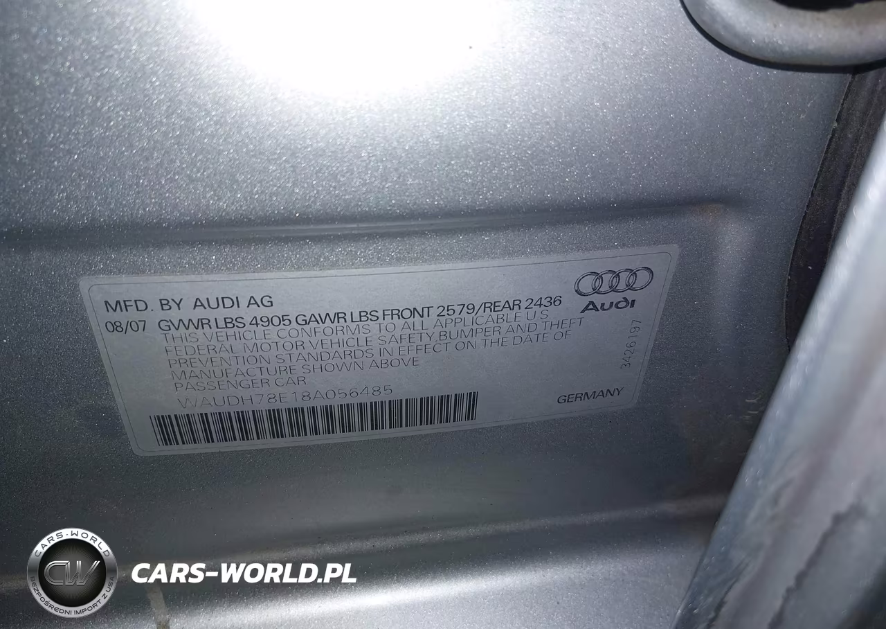 2008 Audi A4 3.2 VIN:WAUDH78E18A056485 - 9