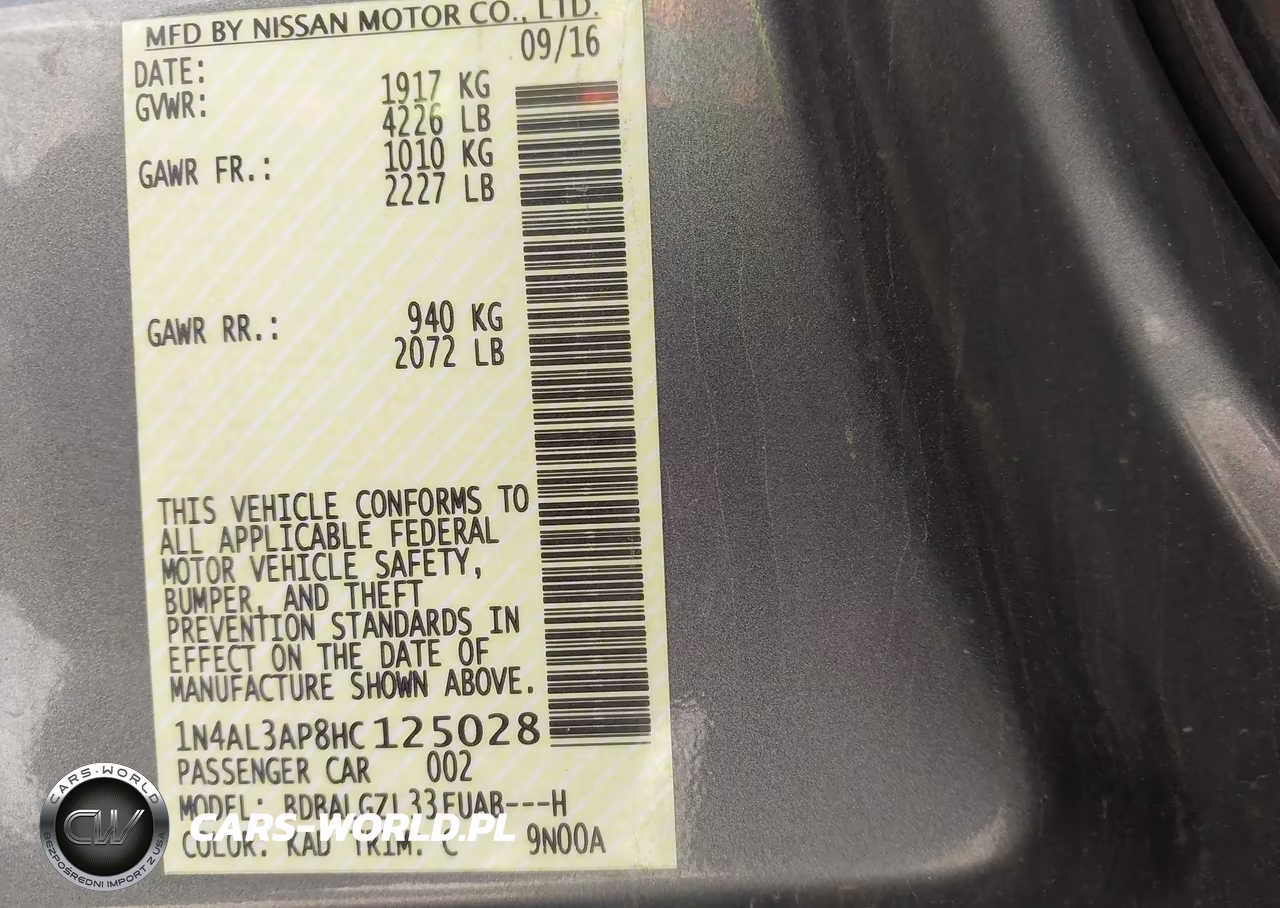 2017 Nissan Altima 2.5 S VIN:1N4AL3AP8HC125028 - 9