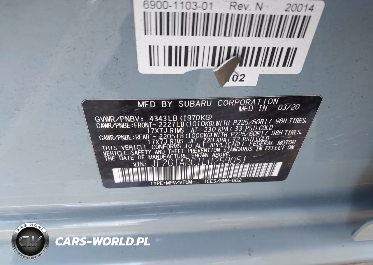 2020 Subaru Crosstrek Premium VIN:JF2GTAPC1LH259051 - 9