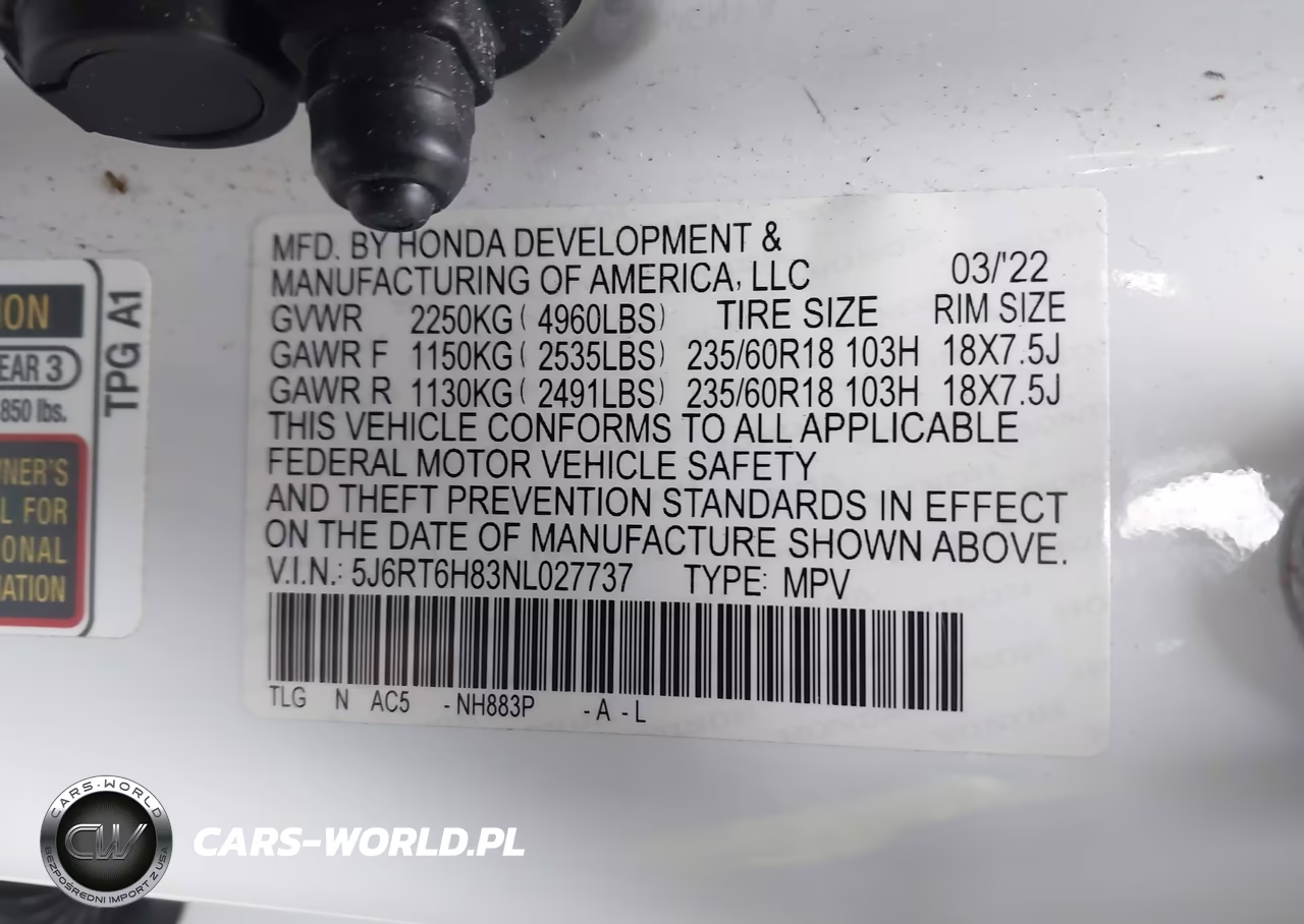 2022 Honda Cr-V Hybrid Ex-L VIN:5J6RT6H83NL027737 - 9