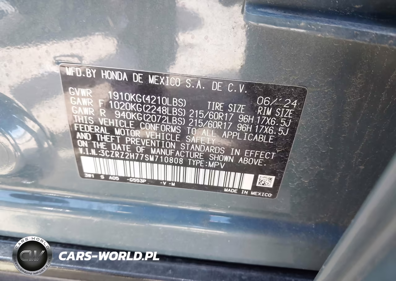 2025 Honda Hr-V Awd Ex-L VIN:3CZRZ2H77SM710808 - 9