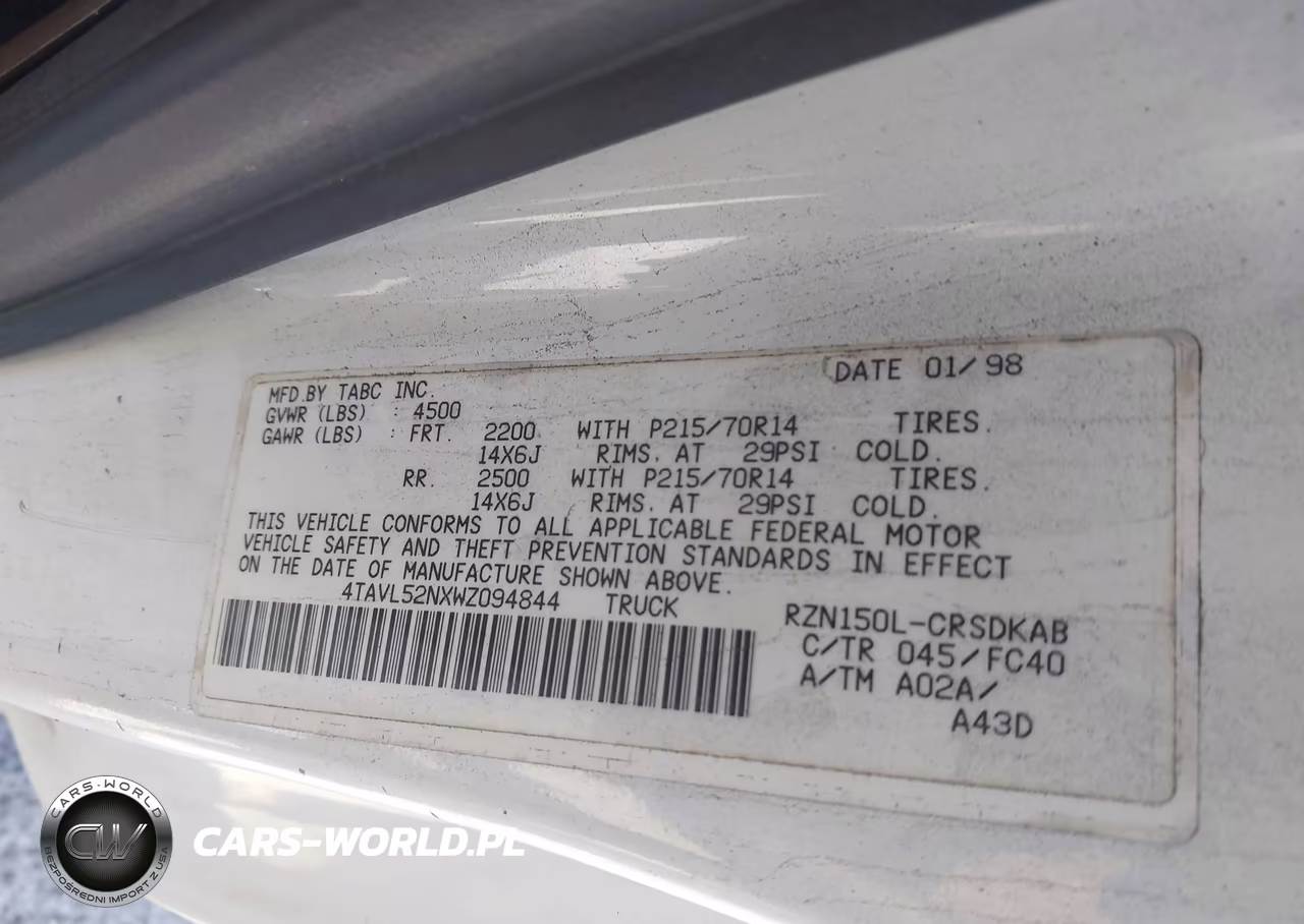 1998 Toyota Tacoma VIN:4TAVL52NXWZ094844 - 9
