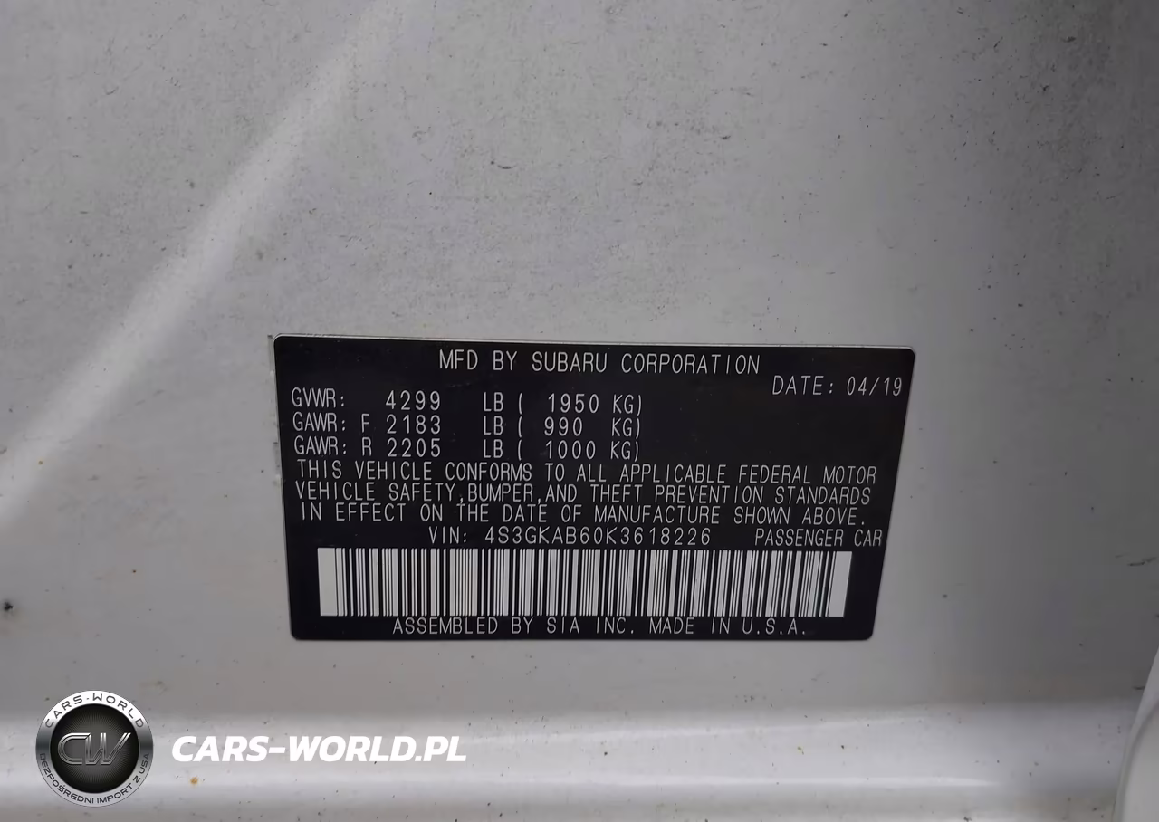 2019 Subaru Impreza 2.0I VIN:4S3GKAB60K3618226 - 9