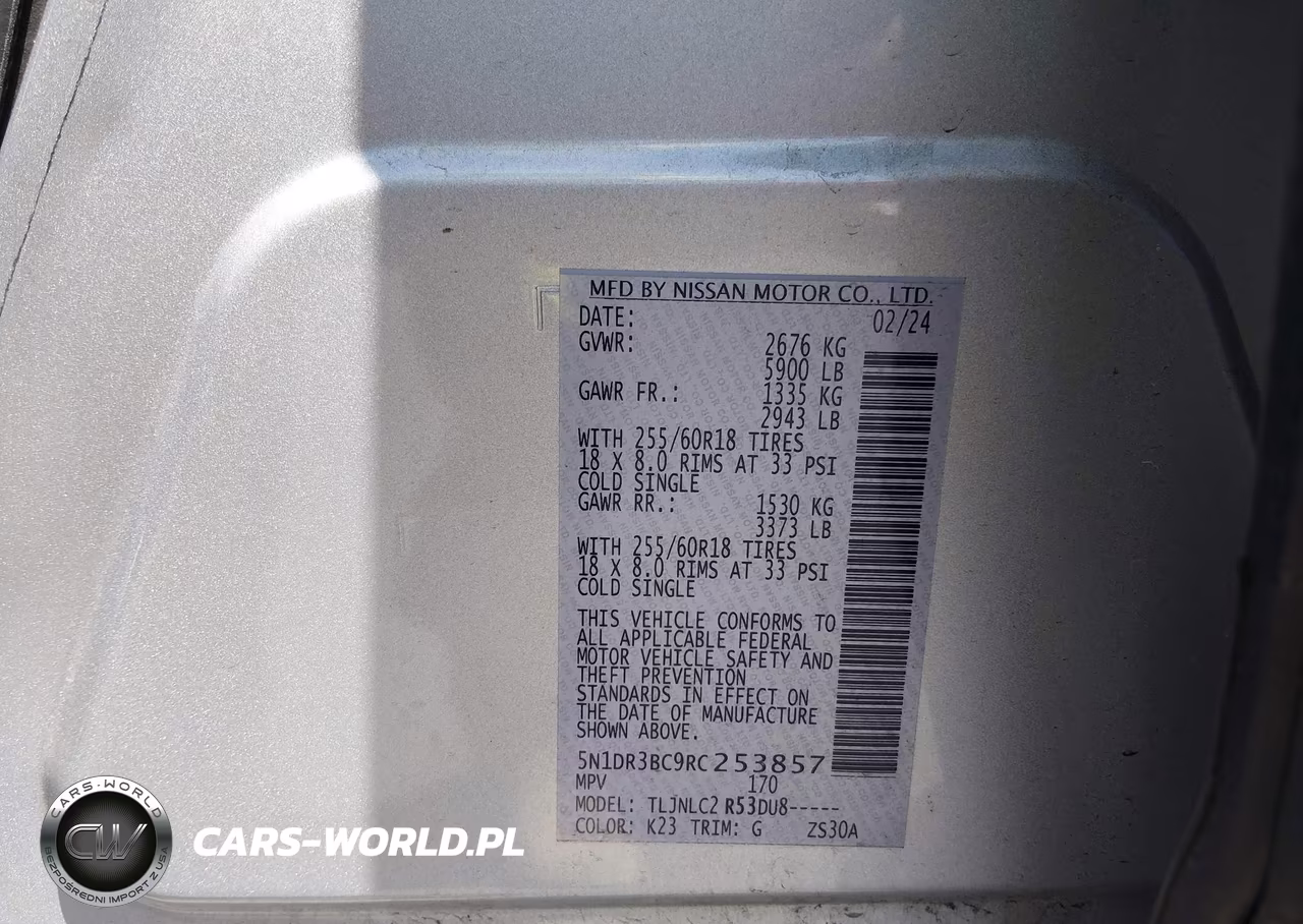 2024 Nissan Pathfinder Sv 4Wd VIN:5N1DR3BC9RC253857 - 9