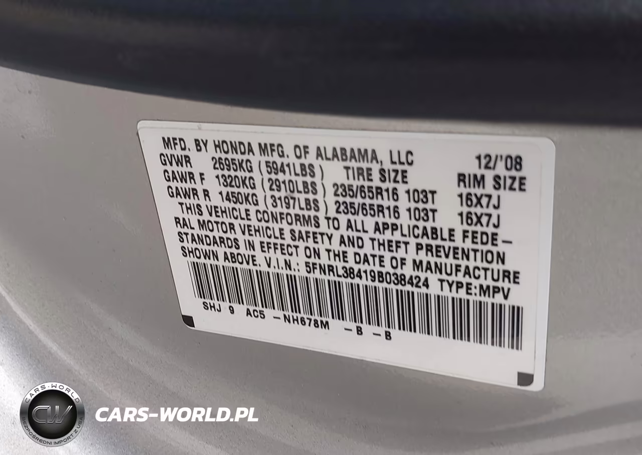 2009 Honda Odyssey Ex VIN:5FNRL38419B038424 - 9