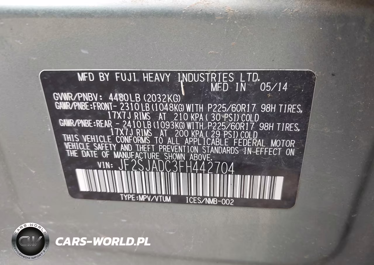 2015 Subaru Forester 2.5I Premium VIN:JF2SJADC3FH442704 - 9