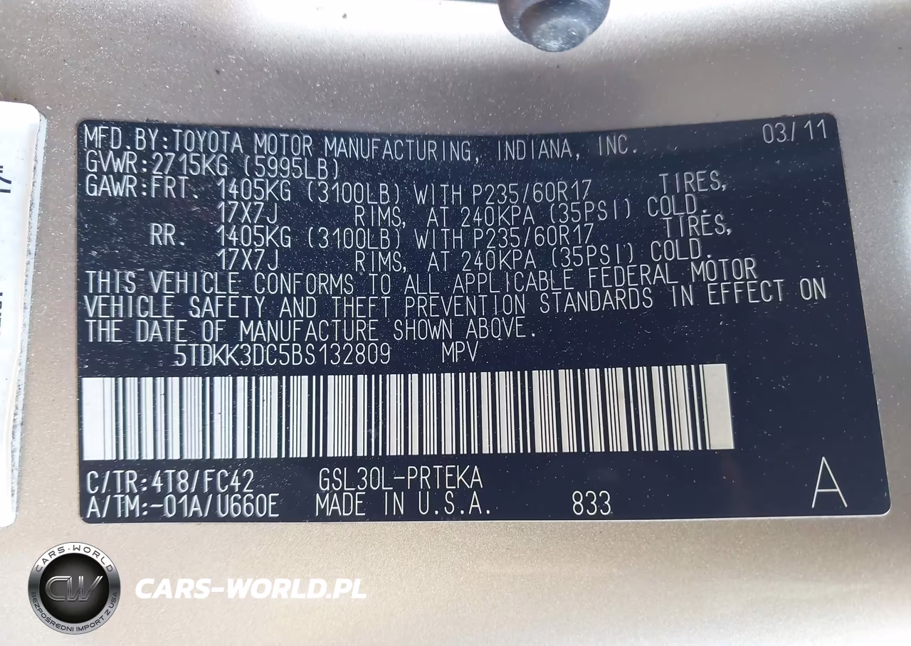 2011 Toyota Sienna Le V6 VIN:5TDKK3DC5BS132809 - 9