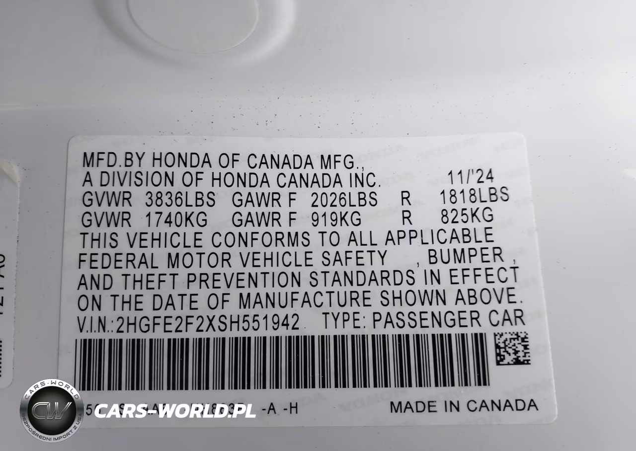 2025 Honda Civic Lx VIN:2HGFE2F2XSH551942 - 9