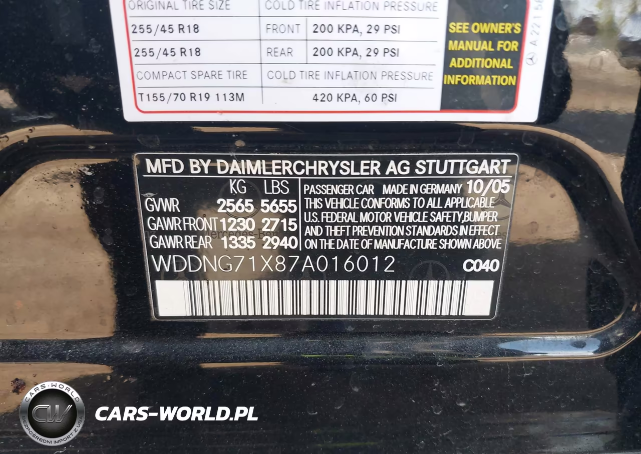2007 Mercedes-Benz S 550 VIN:WDDNG71X87A016012 - 9