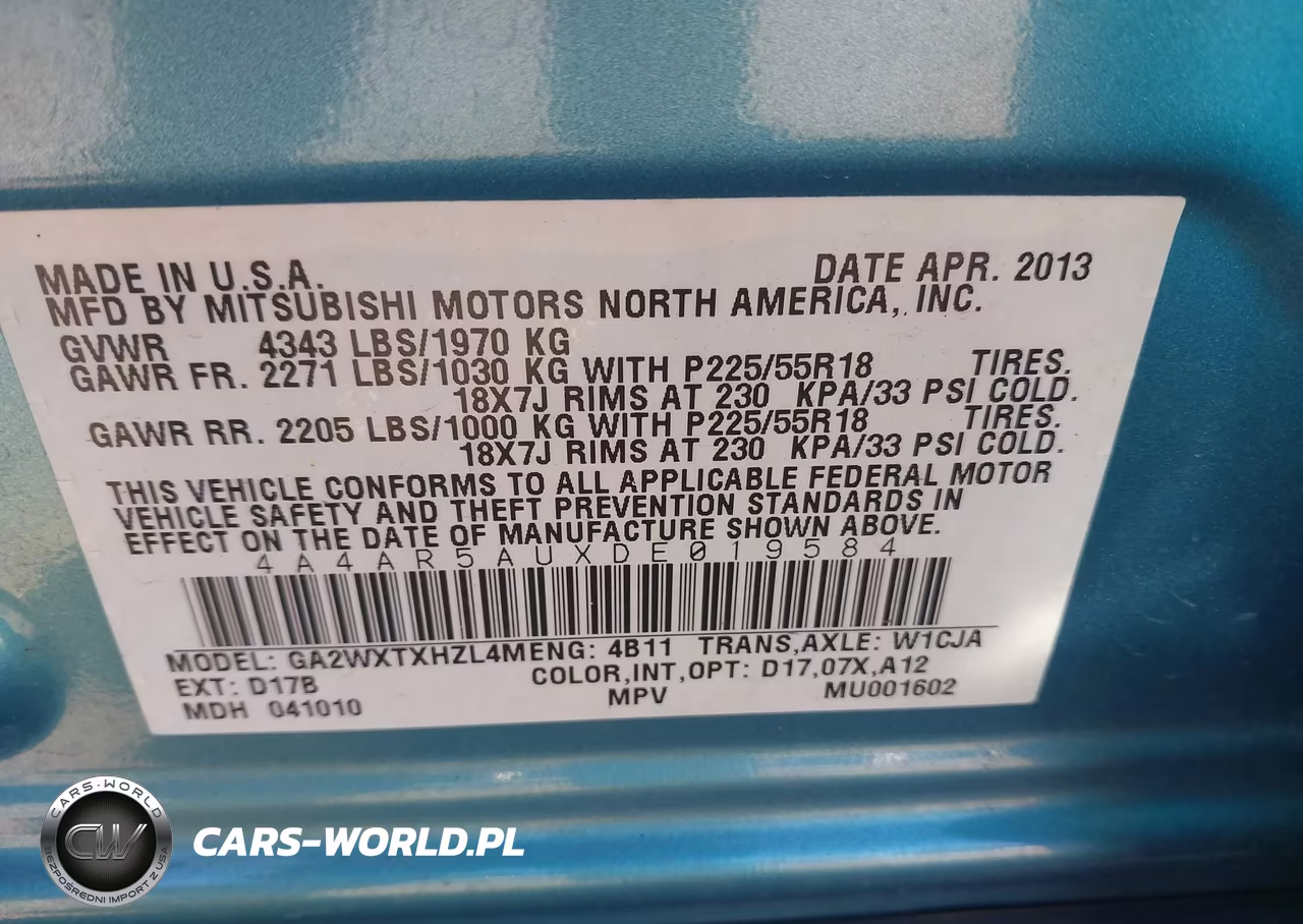 2013 Mitsubishi Outlander Sport Le VIN:4A4AR5AUXDE019584 - 9
