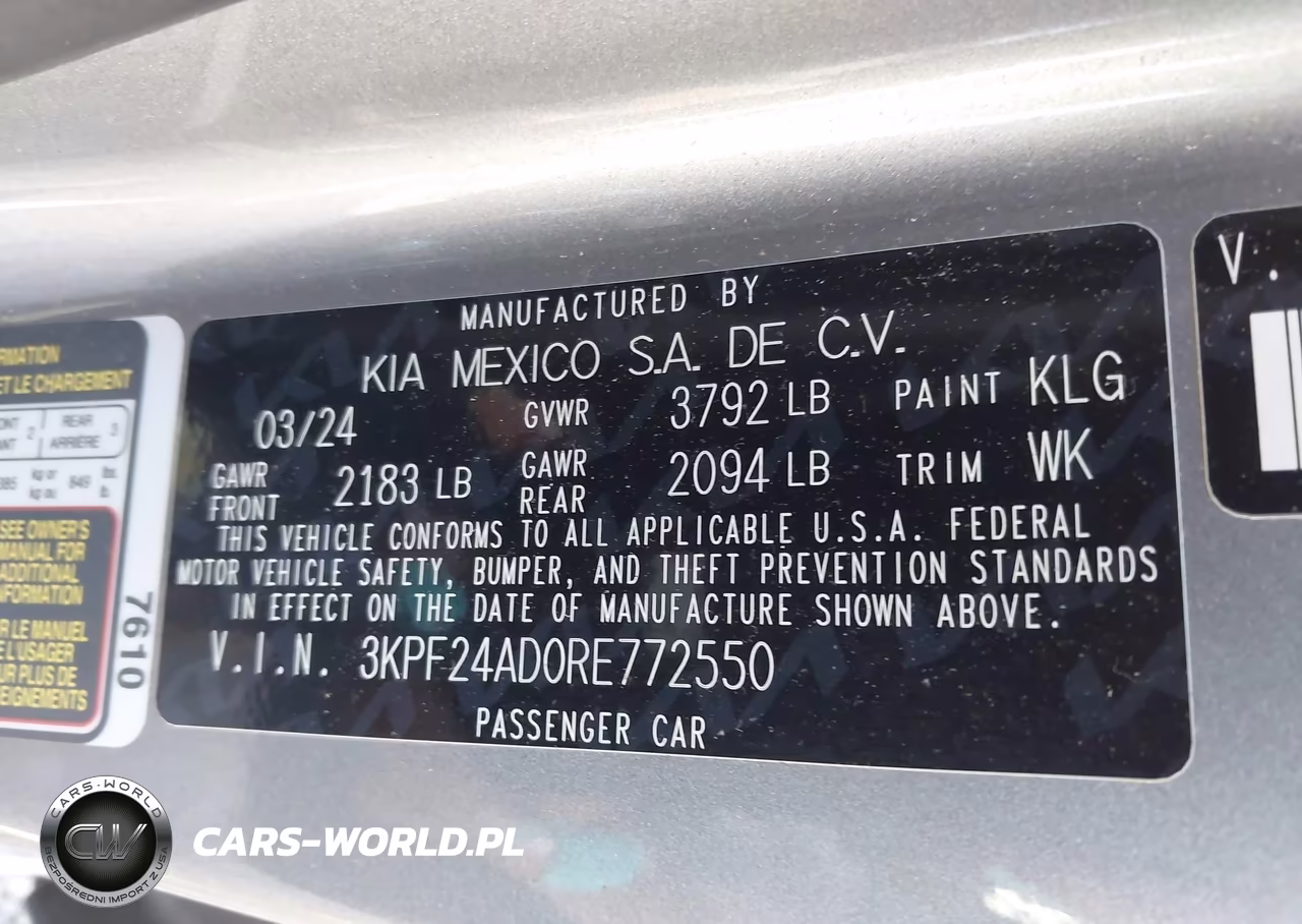 2024 Kia Forte Lxs VIN:3KPF24AD0RE772550 - 9