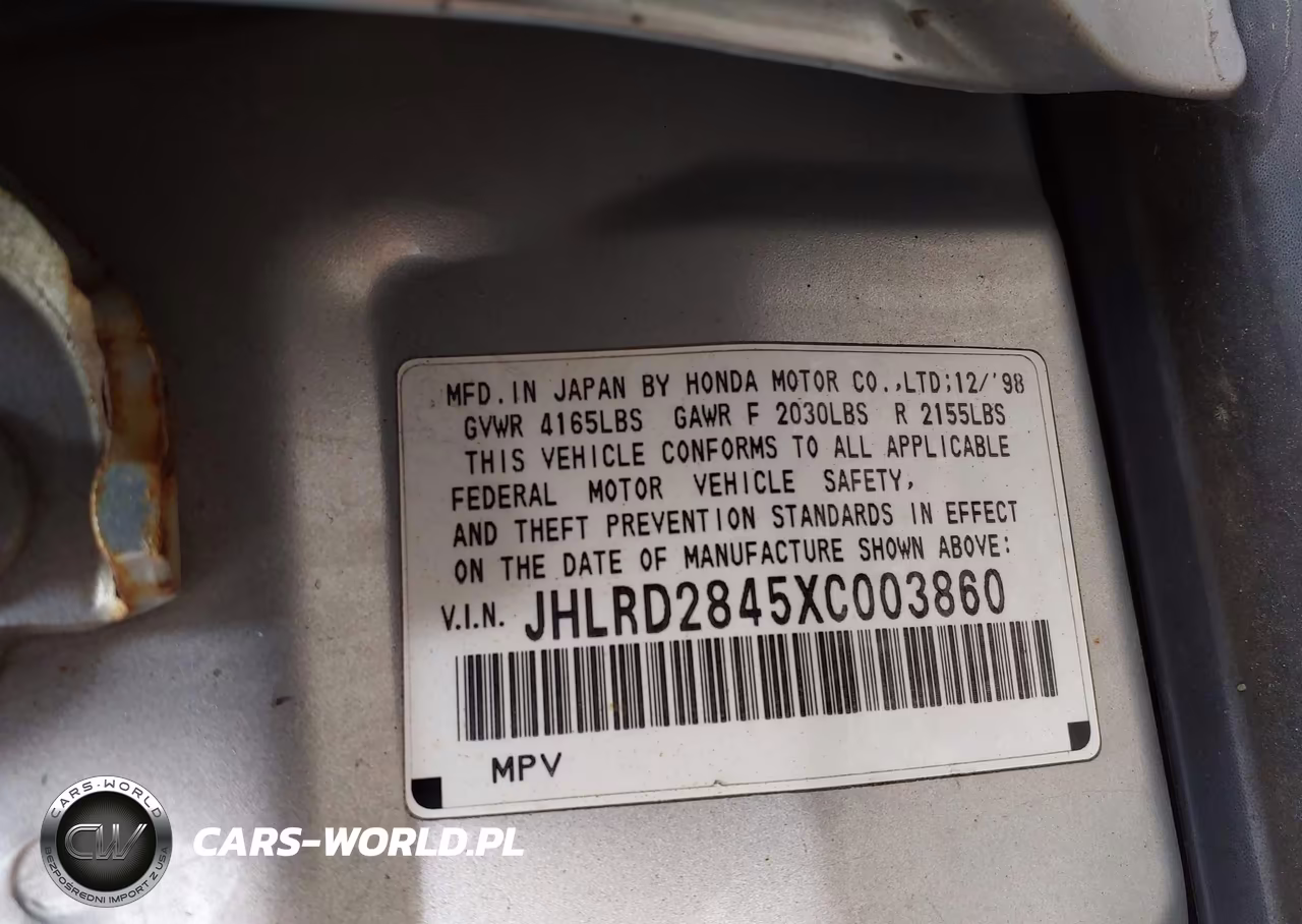 1999 Honda Cr-V Lx VIN:JHLRD2845XC003860 - 9