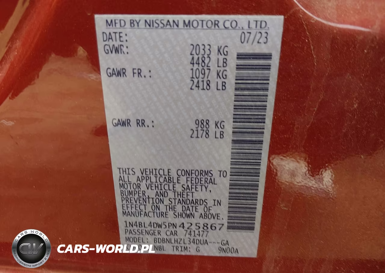 2023 Nissan Altima Sv Intelligent Awd VIN:1N4BL4DW5PN425867 - 9