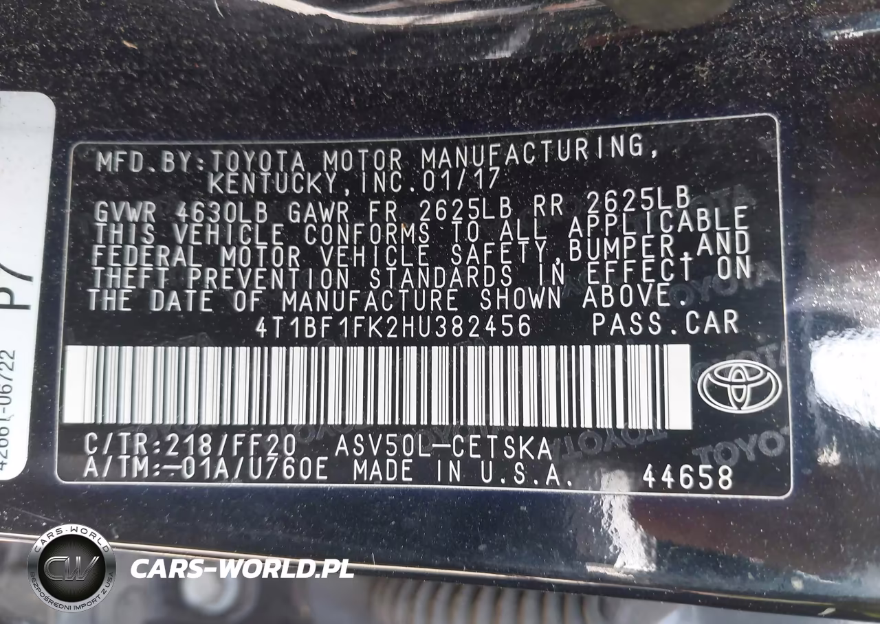 2017 Toyota Camry Se VIN:4T1BF1FK2HU382456 - 9