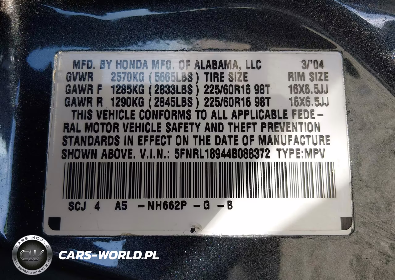 2004 Honda Odyssey Ex-L VIN:5FNRL18944B088372 - 9