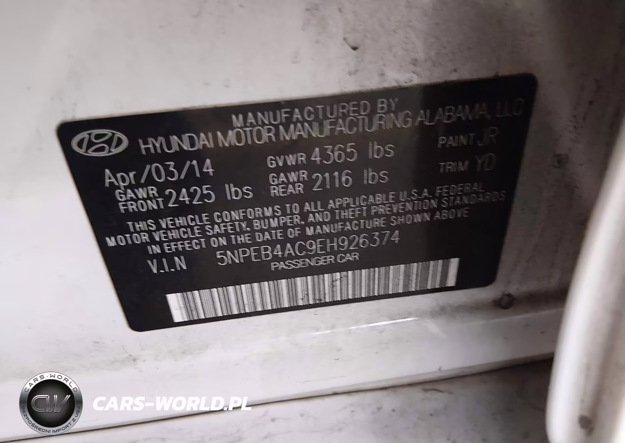 2014 Hyundai Sonata Gls VIN:5NPEB4AC9EH926374 - 9