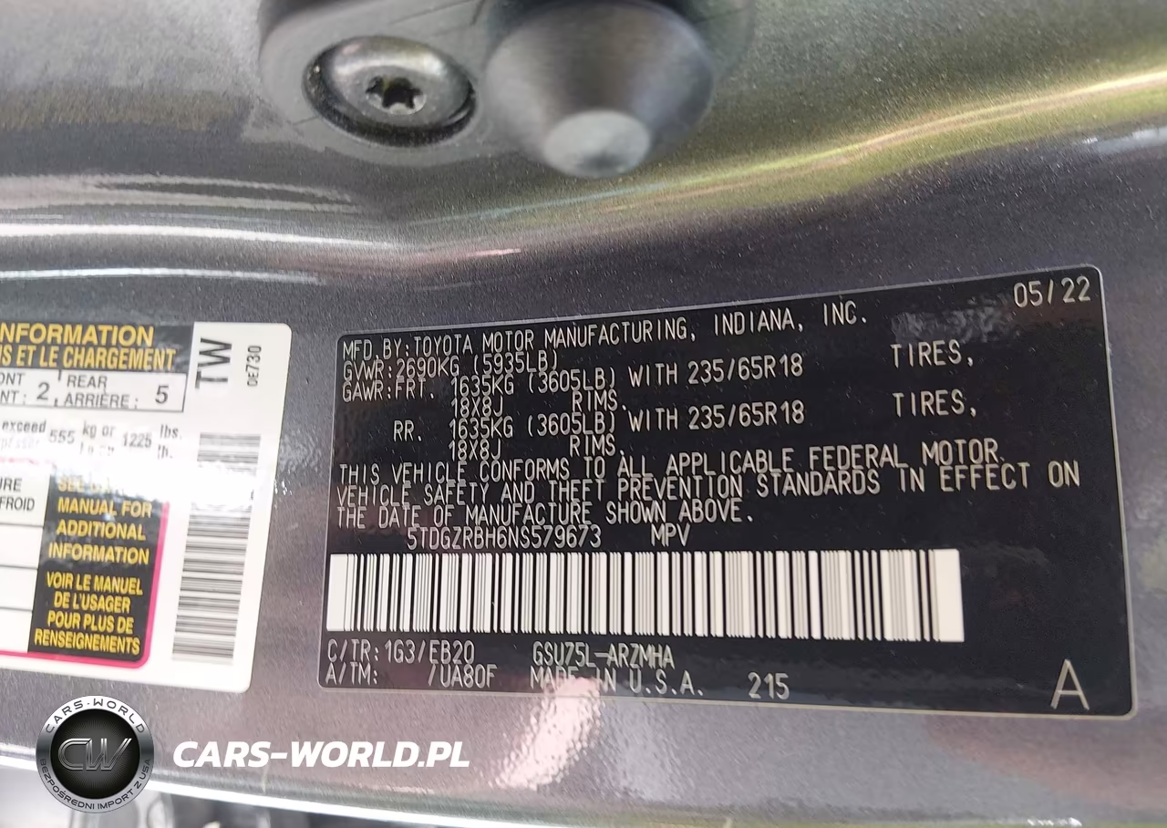 2022 Toyota Highlander Xle VIN:5TDGZRBH6NS579673 - 9