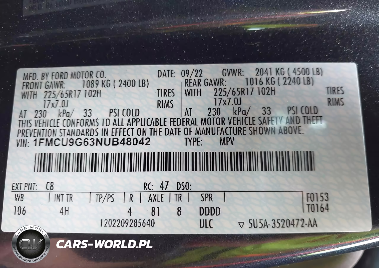 2022 Ford Escape Se VIN:1FMCU9G63NUB48042 - 9