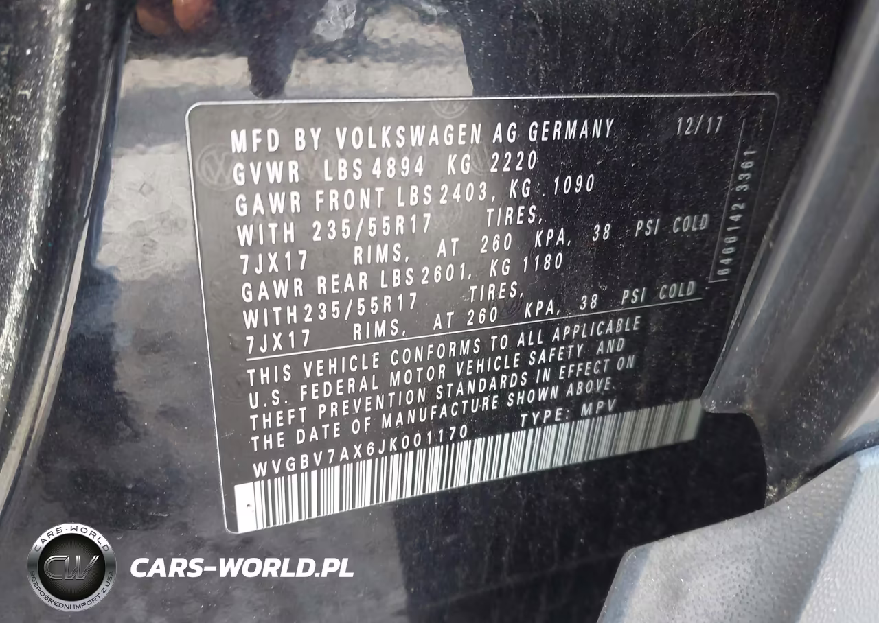 2018 Volkswagen Tiguan Limited 2.0T VIN:WVGBV7AX6JK001170 - 9