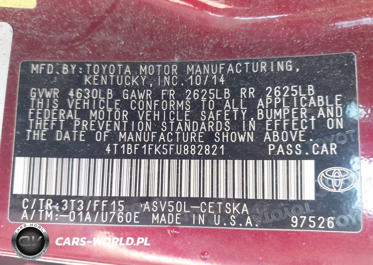 2015 Toyota Camry Se VIN:4T1BF1FK5FU882821 - 9