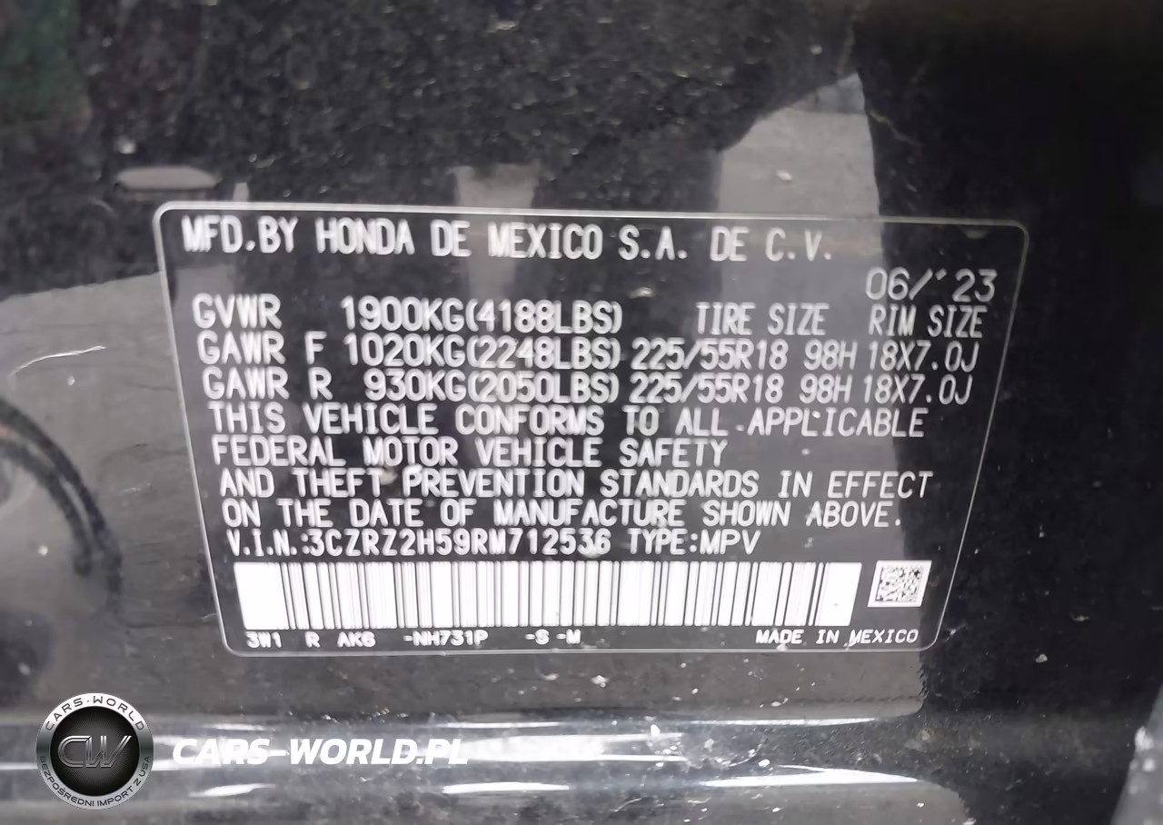 2024 Honda Hr-V Awd Sport-Awd Sport W-O Bsi VIN:3CZRZ2H59RM712536 - 9