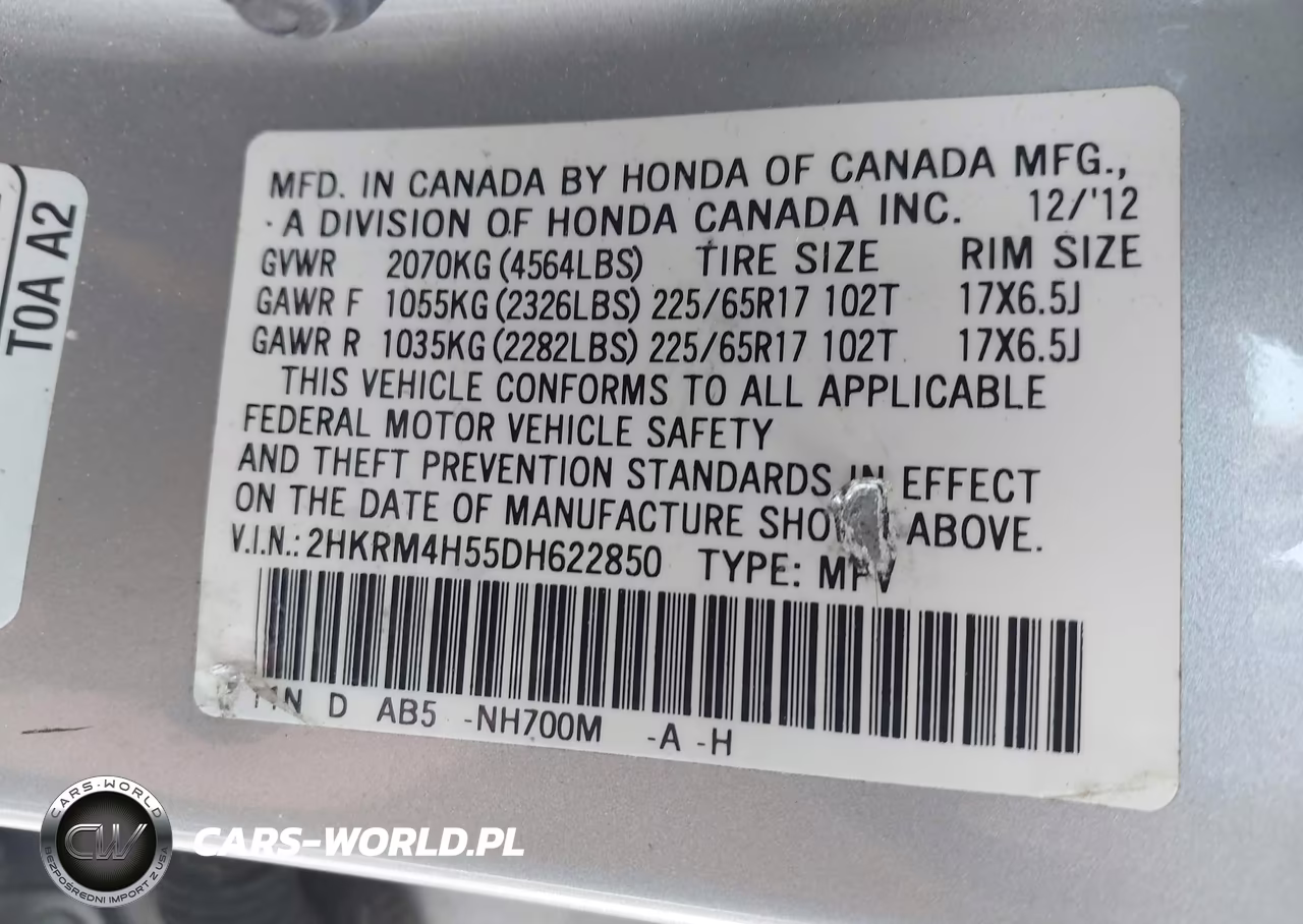 2013 Honda Cr-V Ex VIN:2HKRM4H55DH622850 - 9