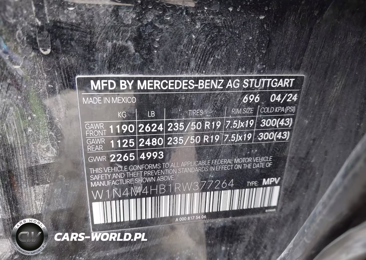 2024 Mercedes-Benz Glb 250 4Matic VIN:W1N4M4HB1RW377264 - 9
