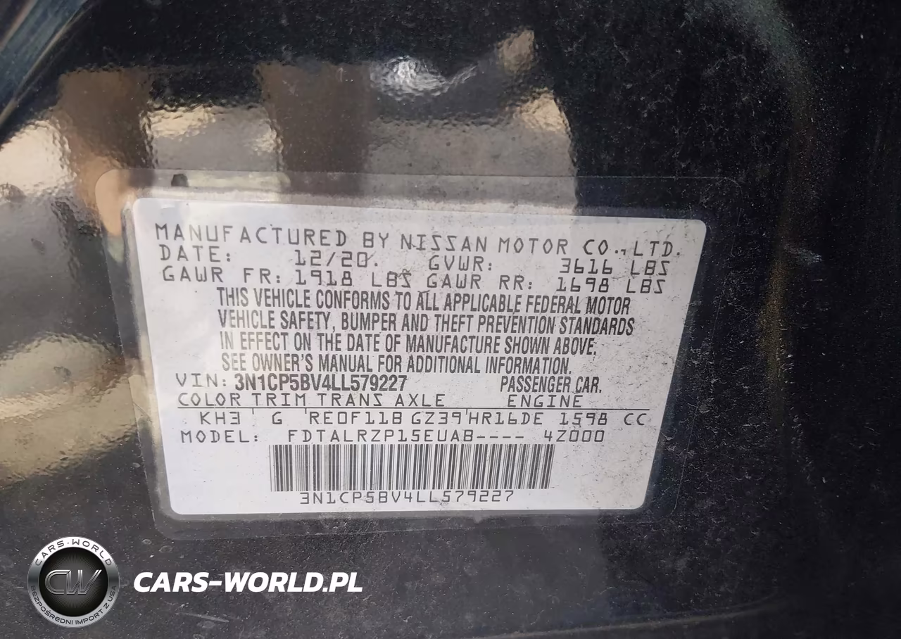 2020 Nissan Kicks S Xtronic Cvt VIN:3N1CP5BV4LL579227 - 9