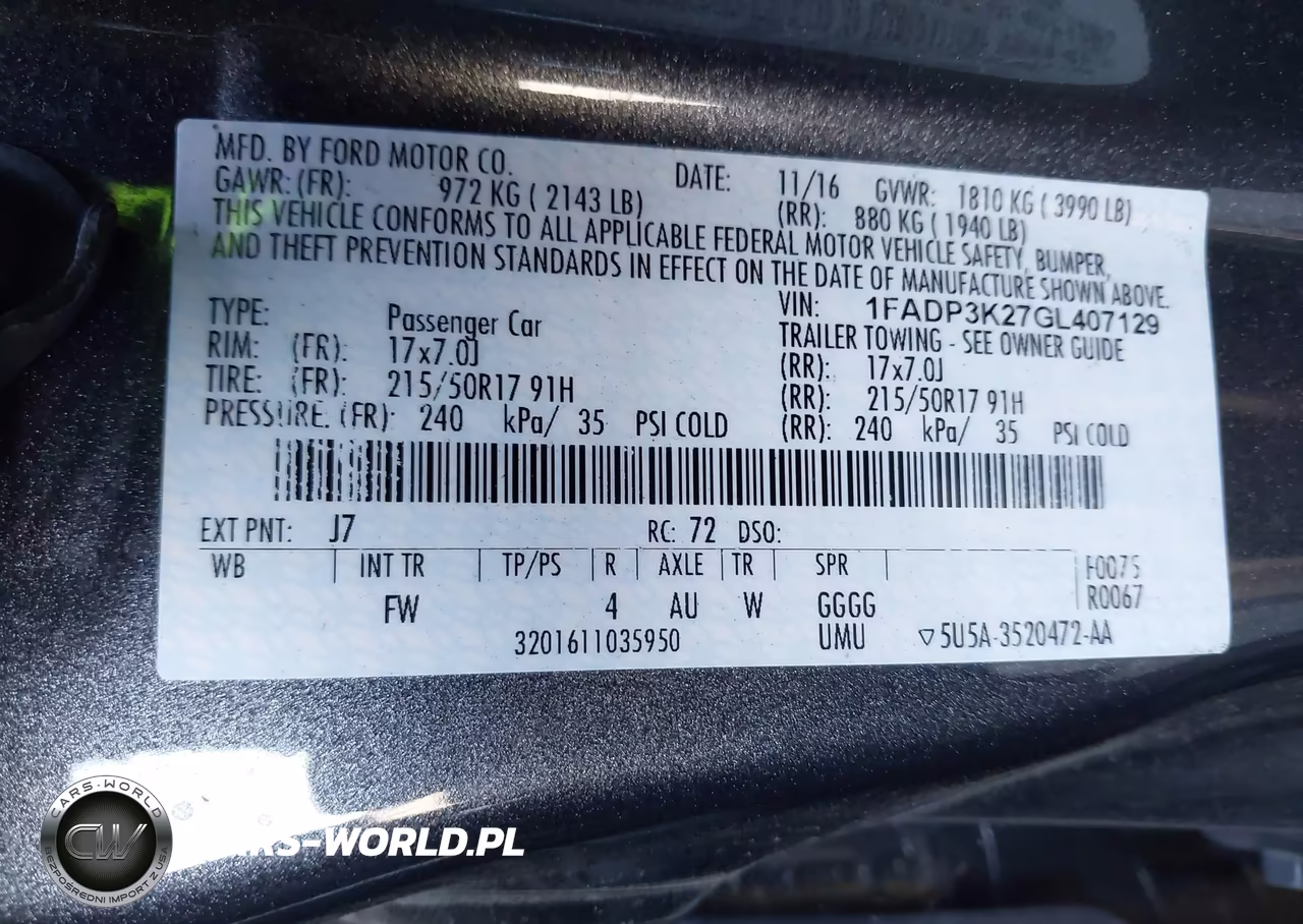 2016 Ford Focus Se VIN:1FADP3K27GL407129 - 9