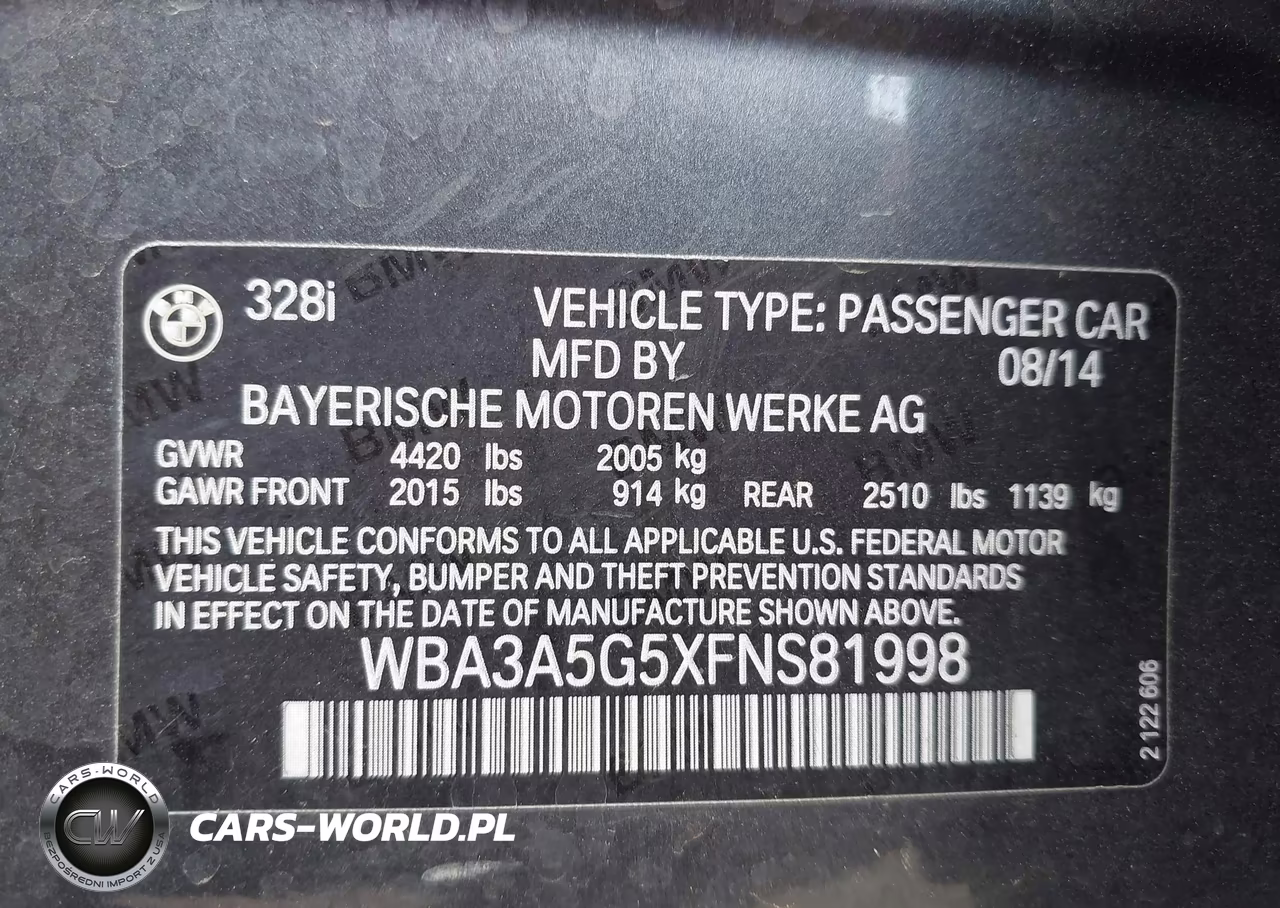 2015 BMW 328I VIN:WBA3A5G5XFNS81998 - 9