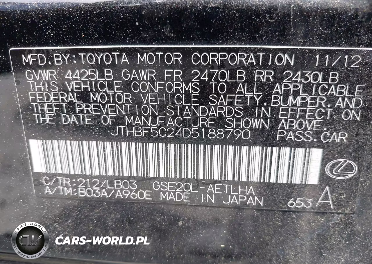 2013 Lexus Is 250 VIN:JTHBF5C24D5188790 - 9