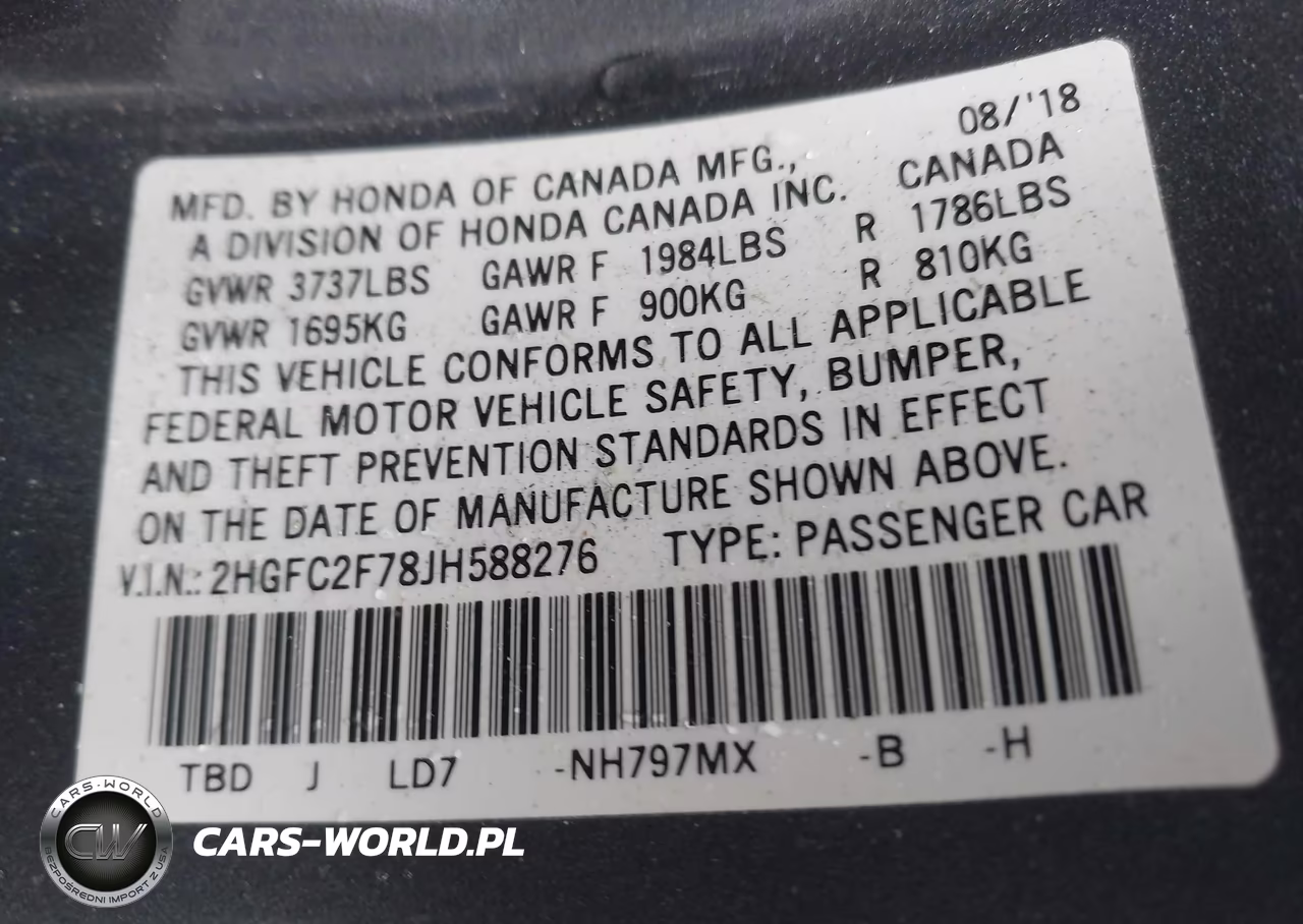 2018 Honda Civic Ex VIN:2HGFC2F78JH588276 - 9
